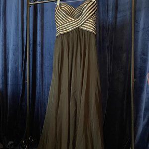 La Femme black prom dress with silver sequins, size 6